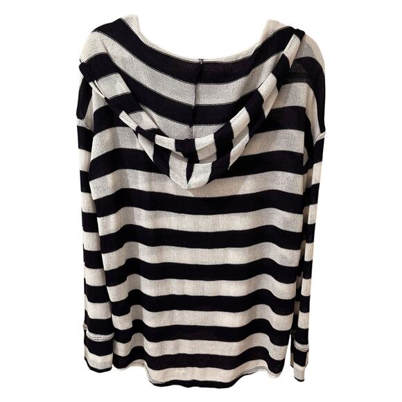 Joie Soft Erickson Coastal Nautical Striped Lightweight Hoodie Navy White, L - Picture 9 of 9